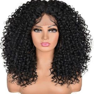 Curly 16 inch Lace Front Wig, Kinky Synthetic with Baby Hair (new, never worn)